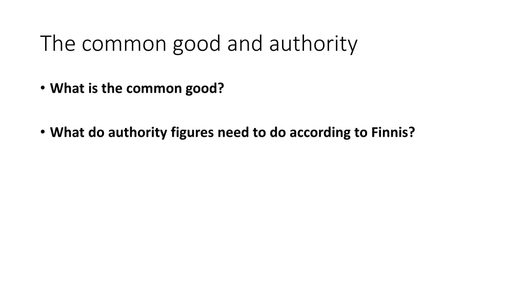 the common good and authority