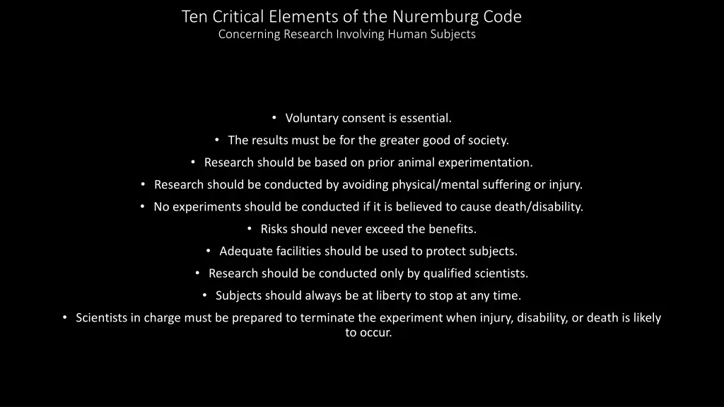 ten critical elements of the nuremburg code