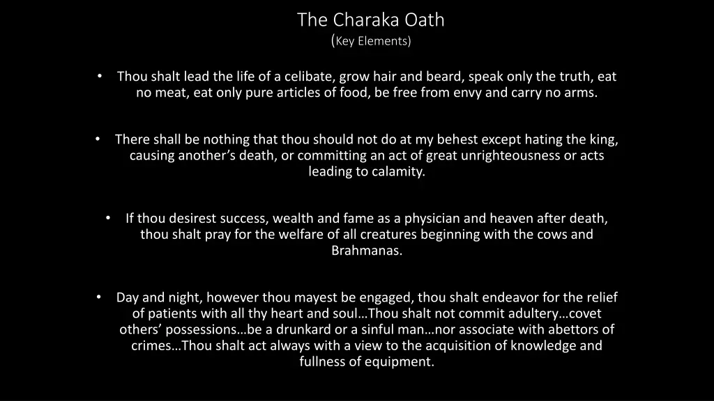 the charaka oath key elements