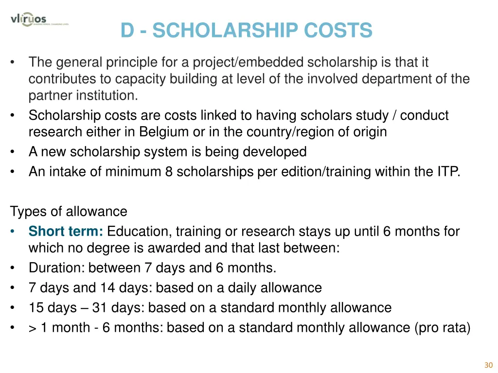 d scholarship costs