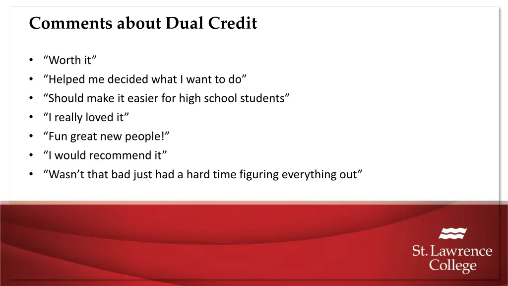 comments about dual credit