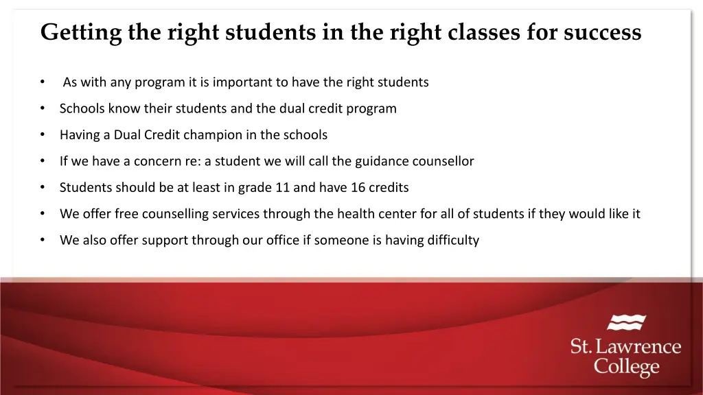 getting the right students in the right classes