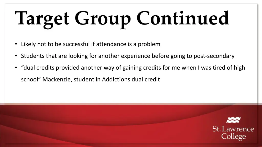 target group continued