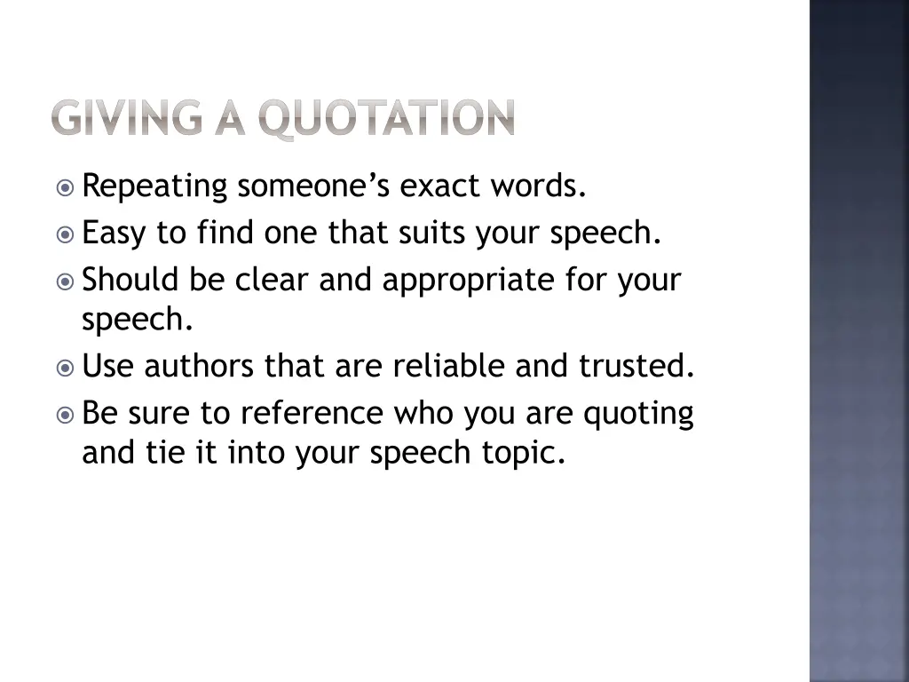 giving a quotation