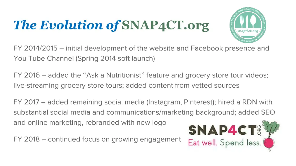 the evolution of snap4ct org