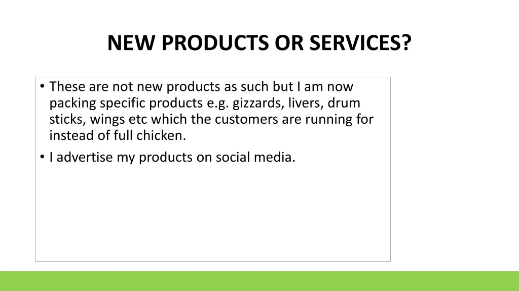 new products or services