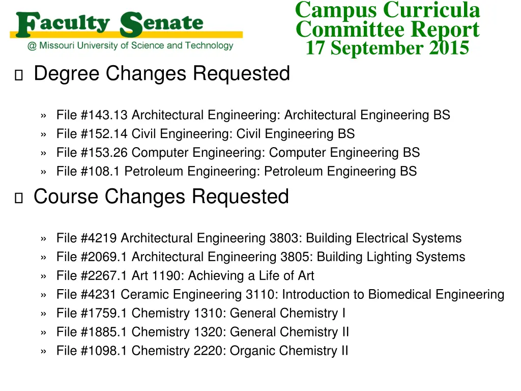 campus curricula committee report 17 september 1