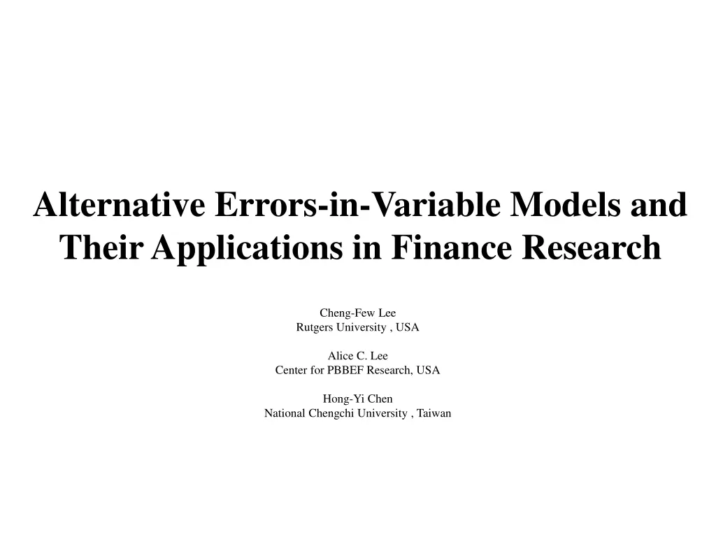 alternative errors in variable models and their