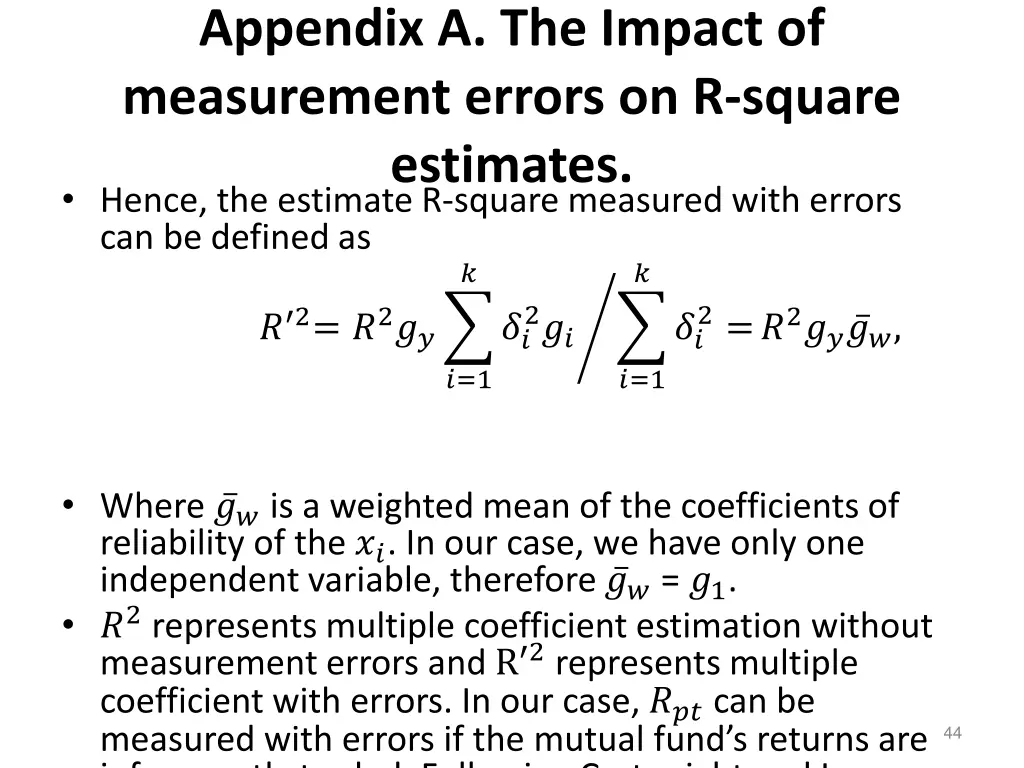 appendix a the impact of measurement errors