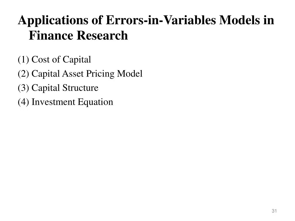 applications of errors in variables models