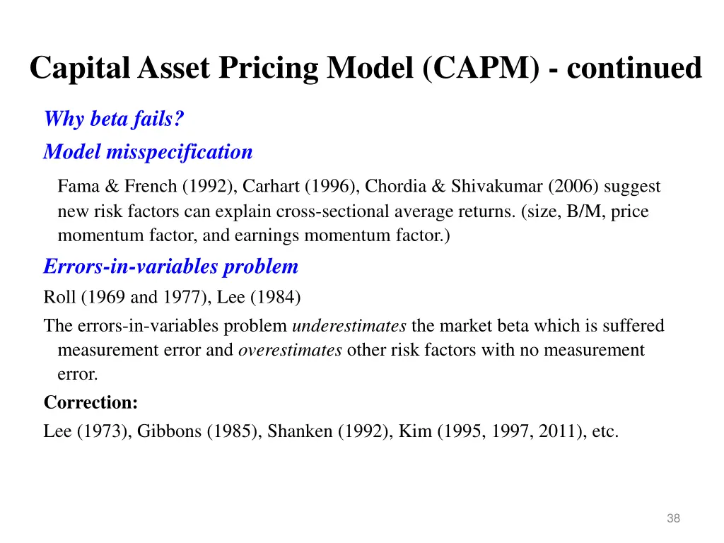 capital asset pricing model capm continued