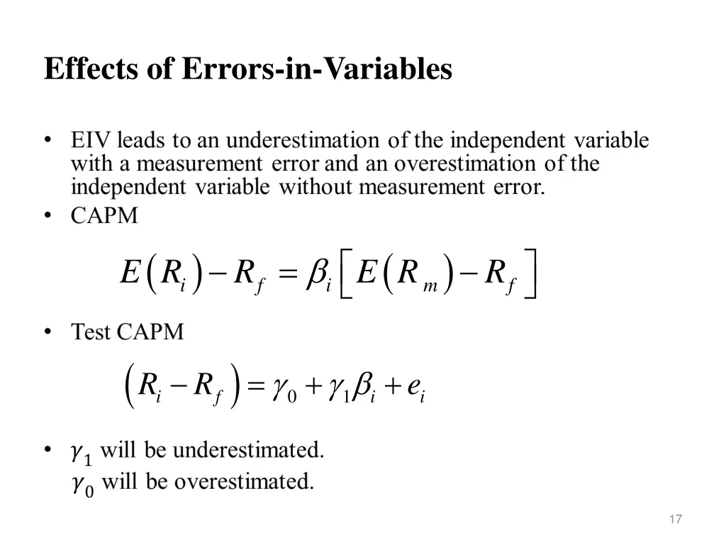effects of errors in variables