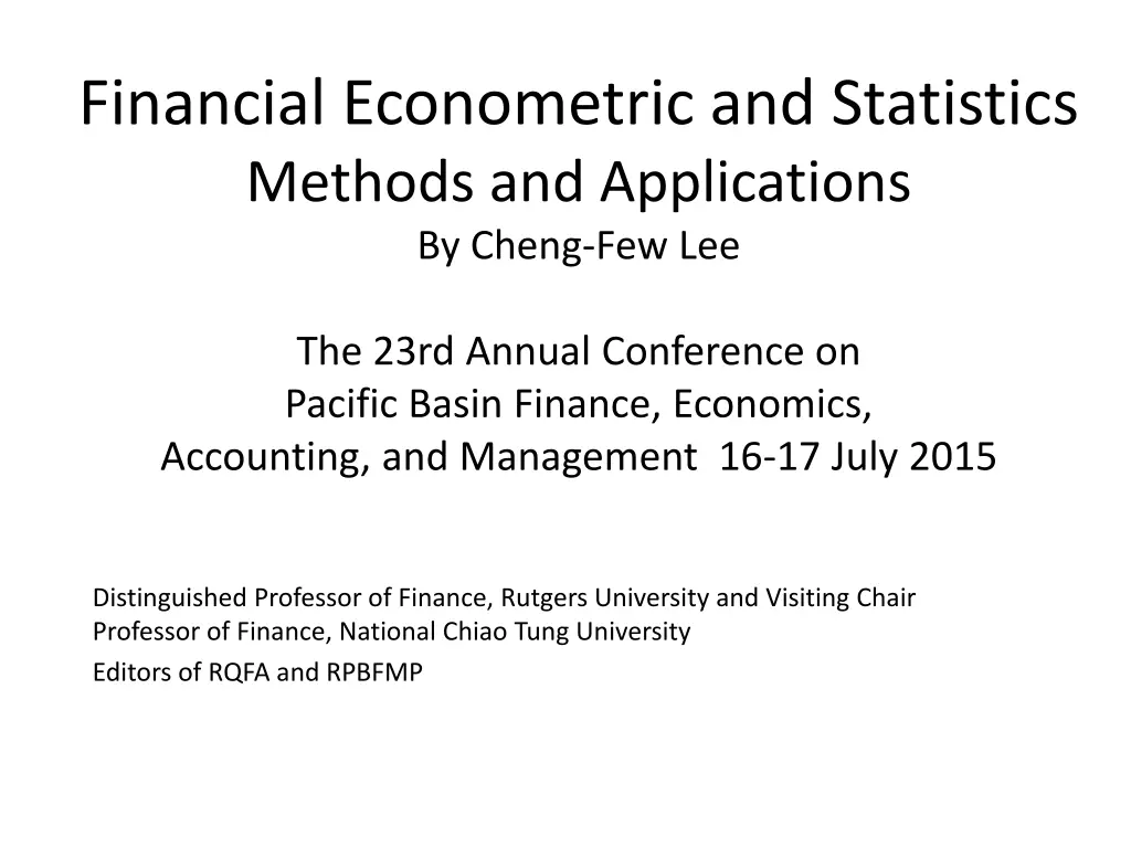 financial econometric and statistics methods