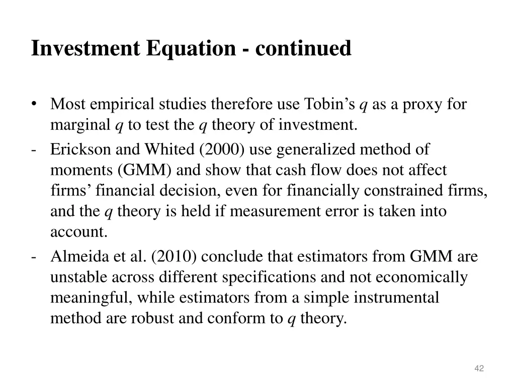 investment equation continued