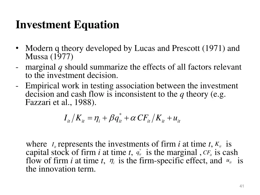 investment equation