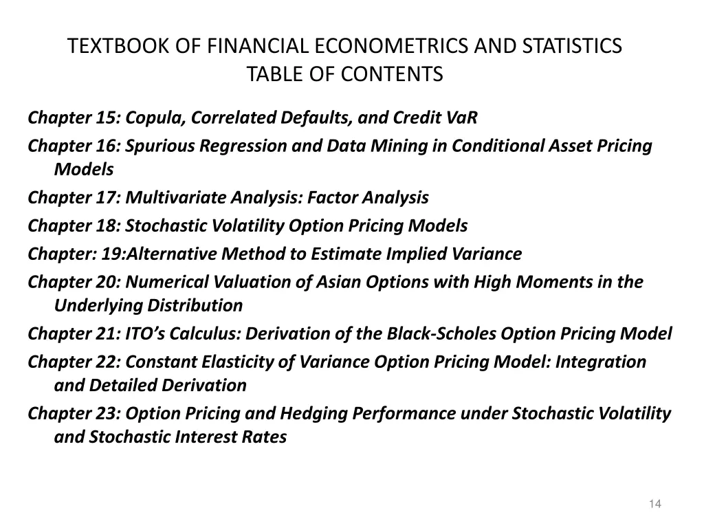 textbook of financial econometrics and statistics 1