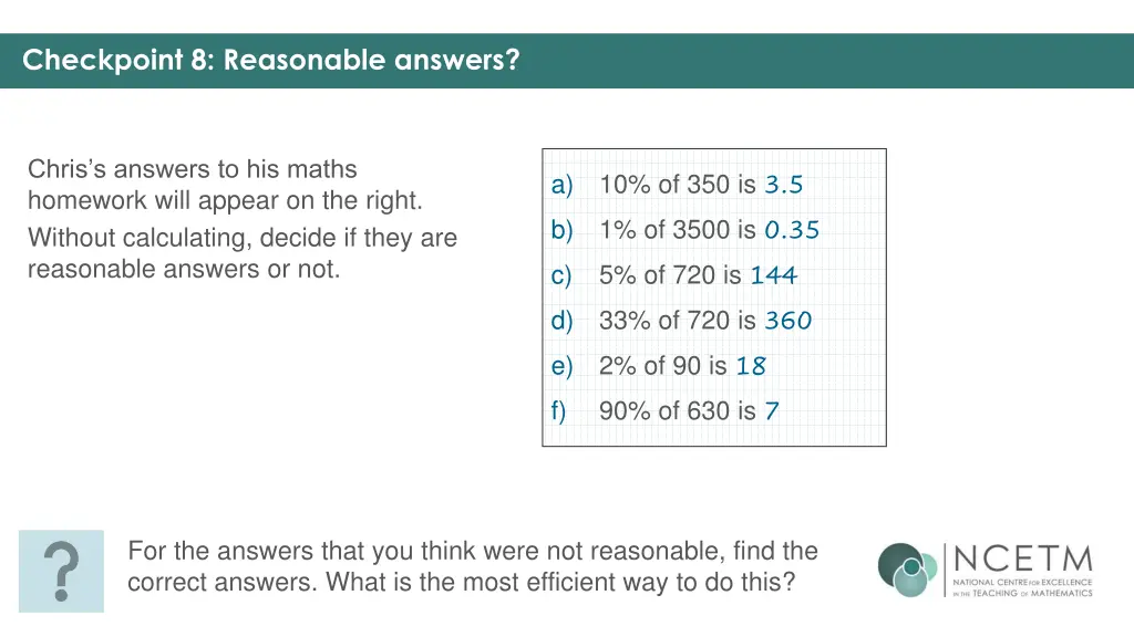 checkpoint 8 reasonable answers