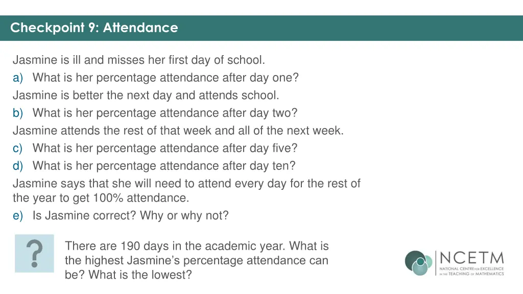 checkpoint 9 attendance