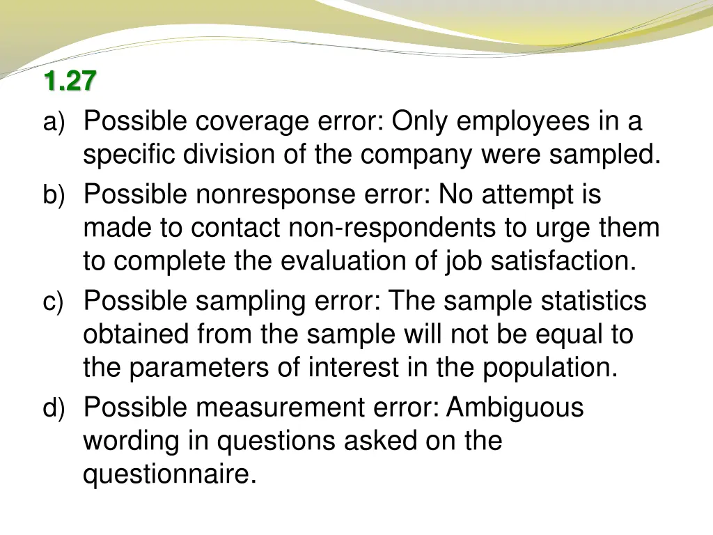 1 27 a possible coverage error only employees