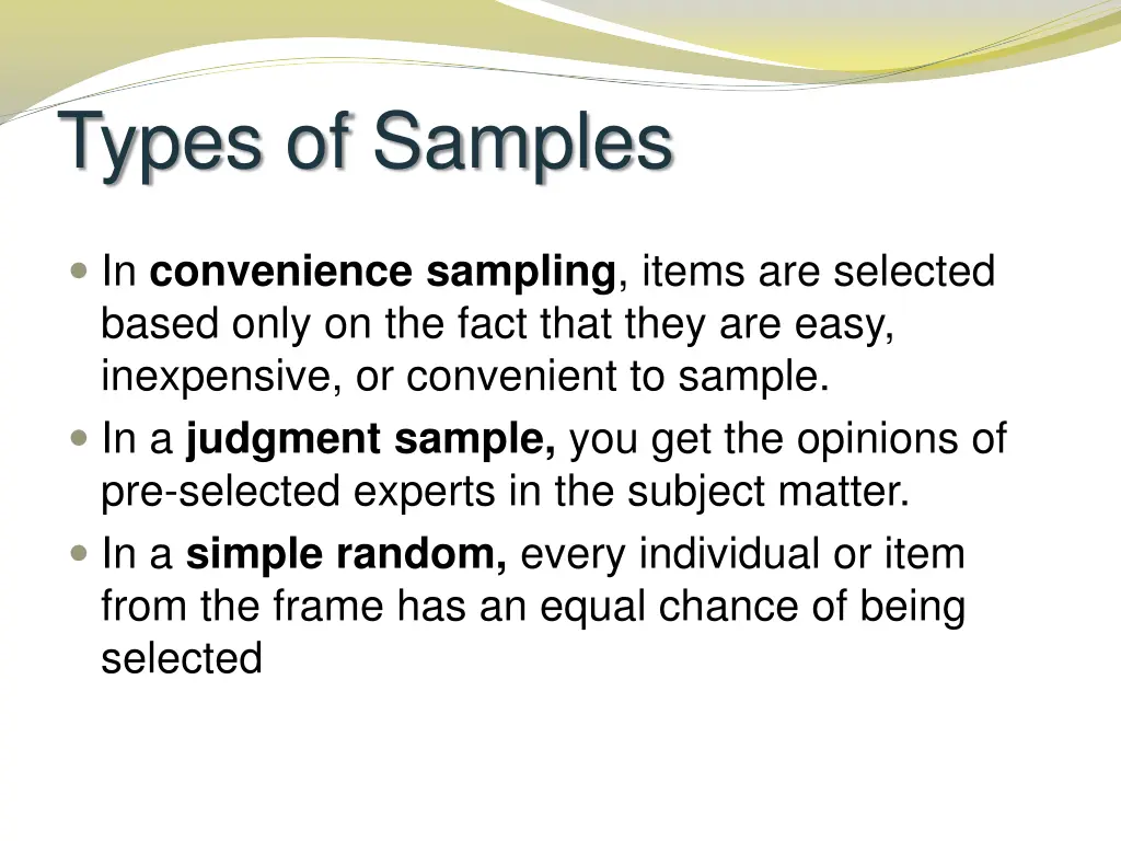 types of samples