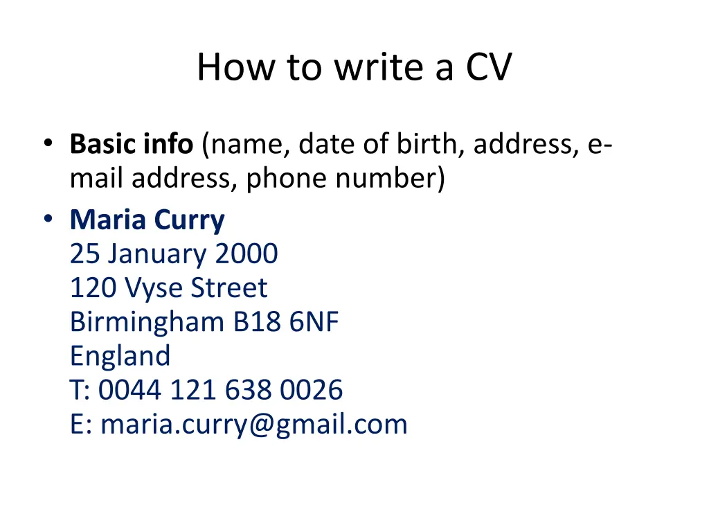 how to write a cv 1
