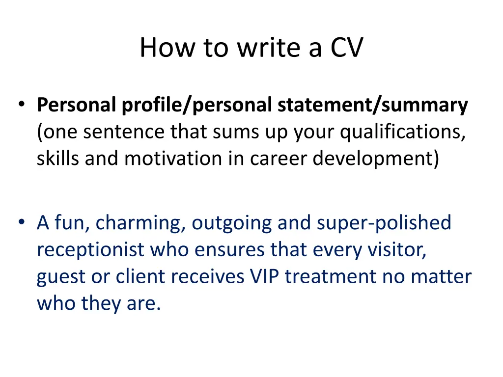 how to write a cv 2