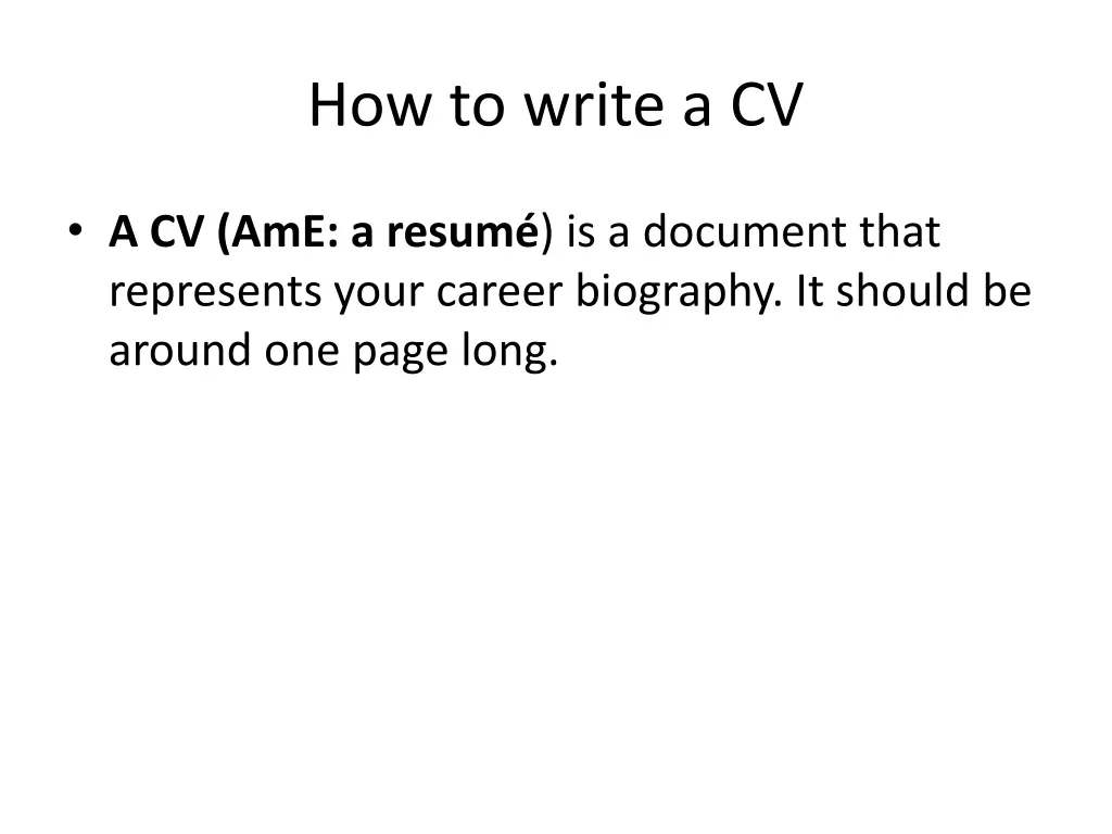 how to write a cv