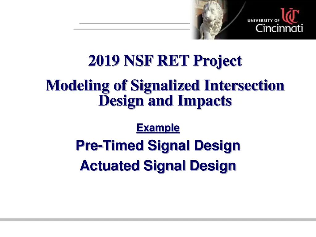 2019 nsf ret project modeling of signalized