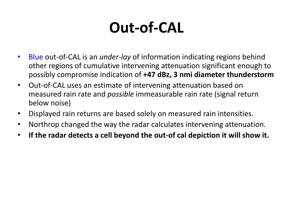 out of cal