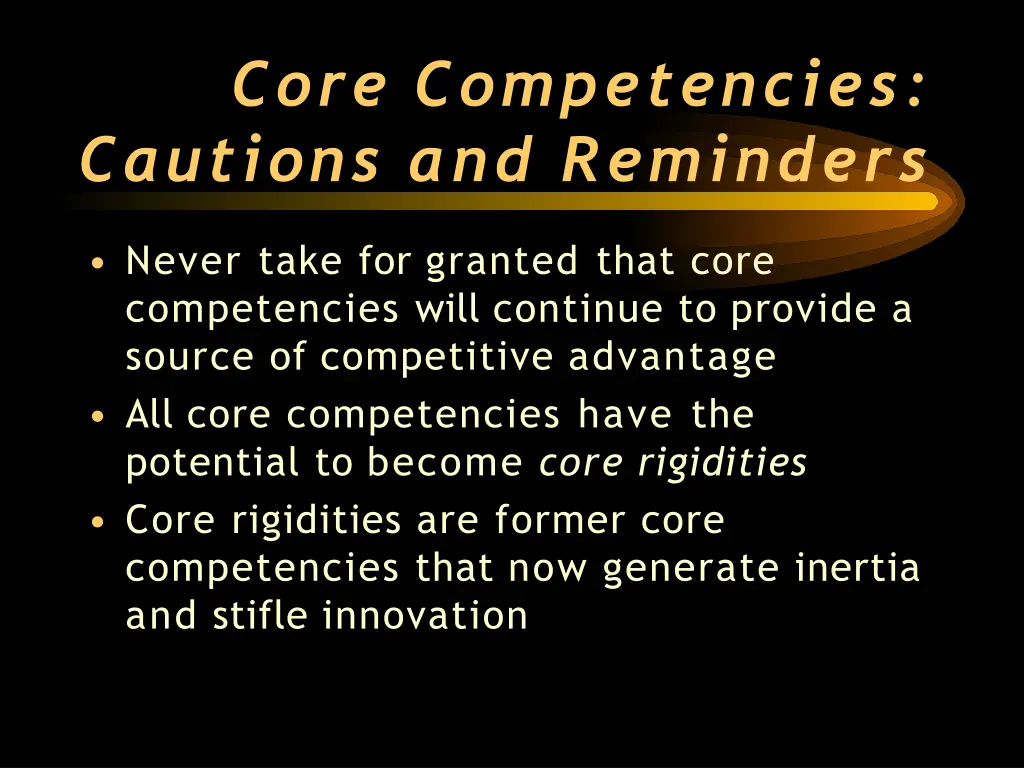 core competencies cautions and reminders