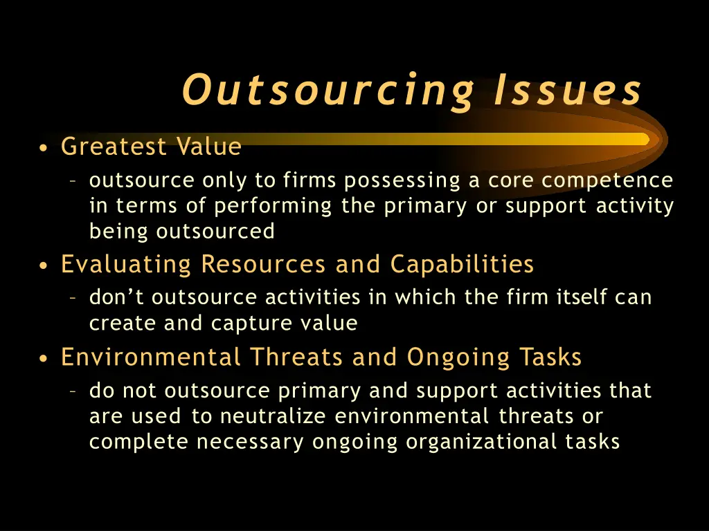 outsourcing issues