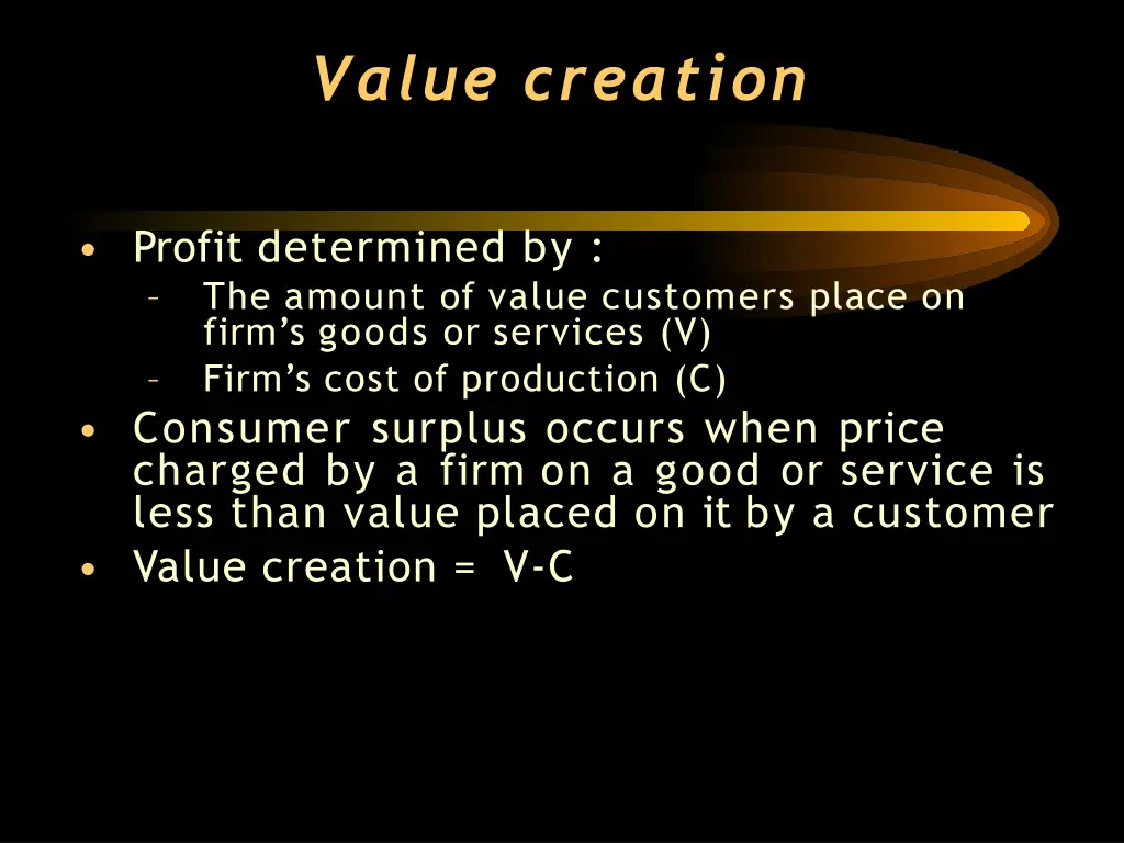 value creation