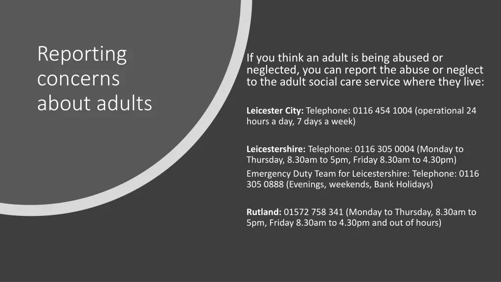 reporting concerns about adults