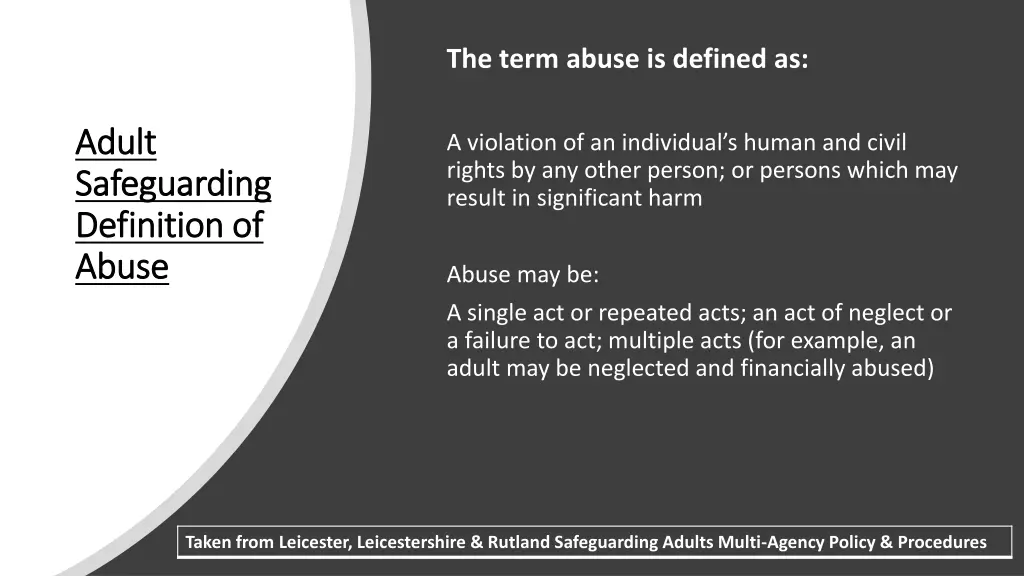 the term abuse is defined as
