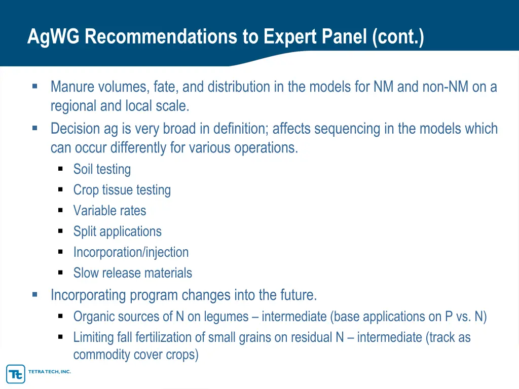agwg recommendations to expert panel cont