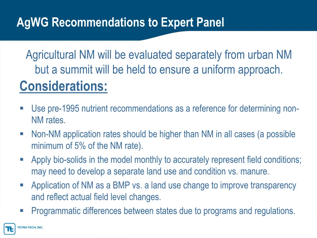 agwg recommendations to expert panel