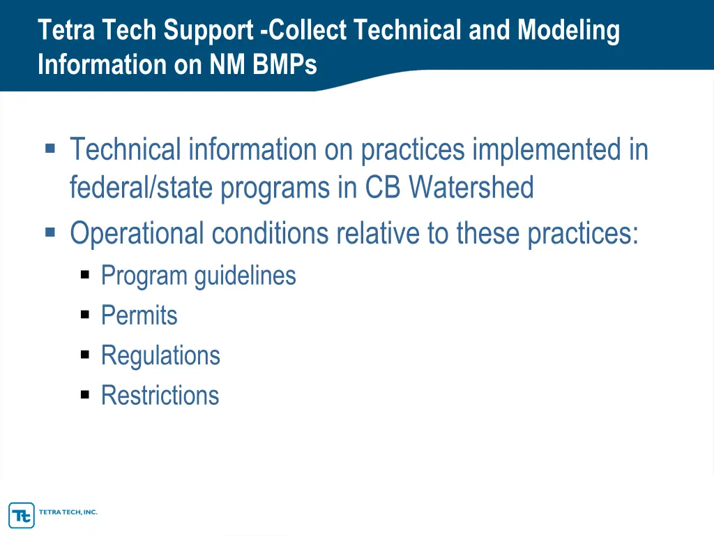 tetra tech support collect technical and modeling 1