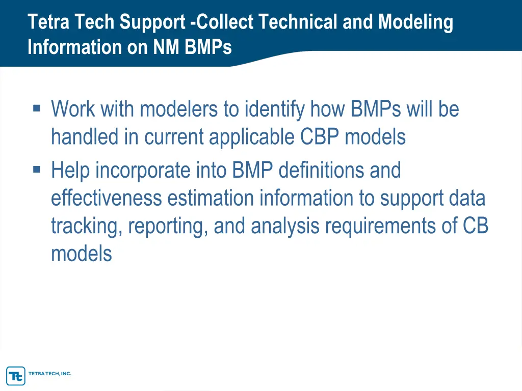 tetra tech support collect technical and modeling 2