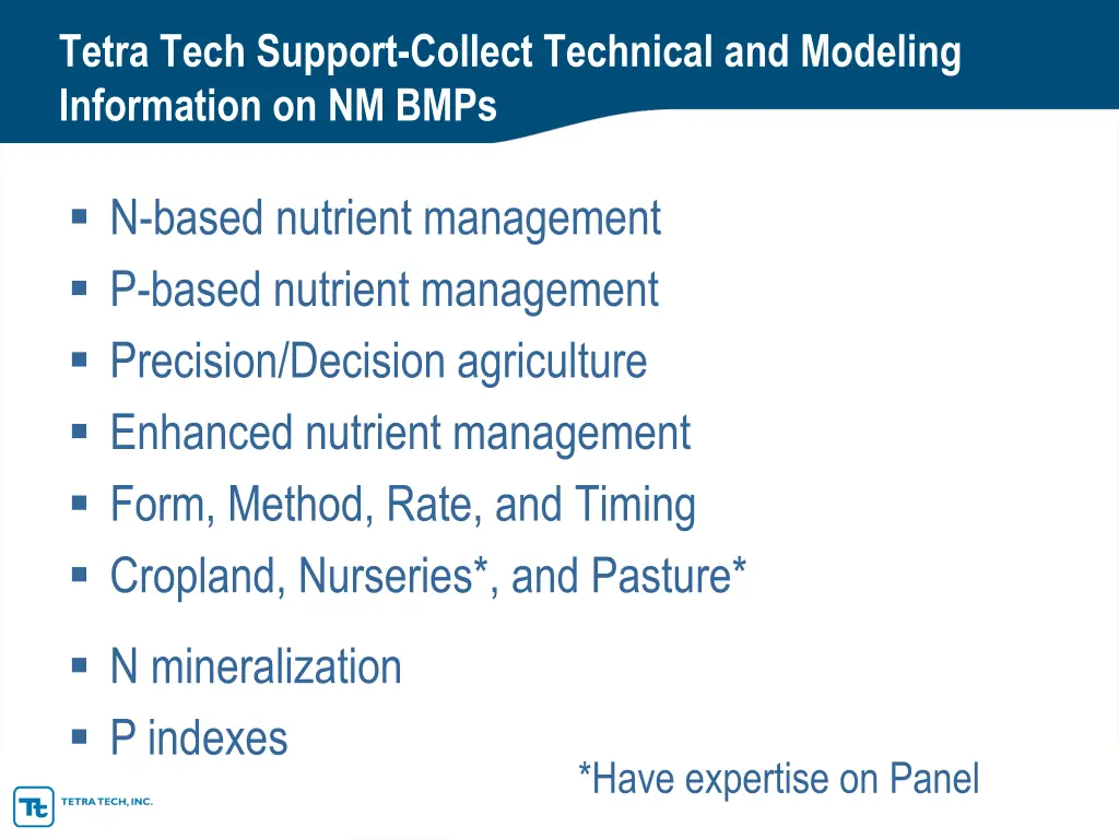 tetra tech support collect technical and modeling