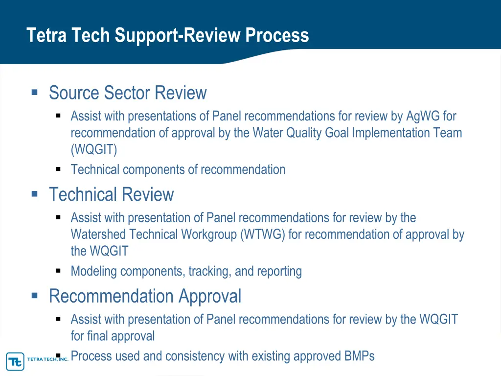 tetra tech support review process