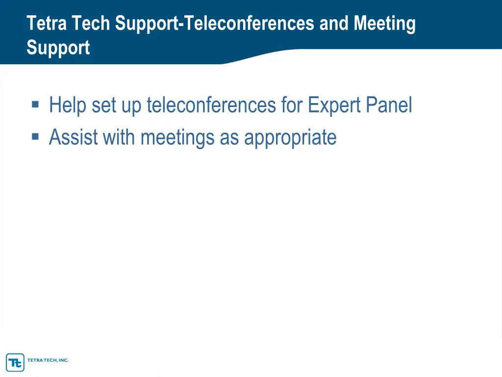 tetra tech support teleconferences and meeting