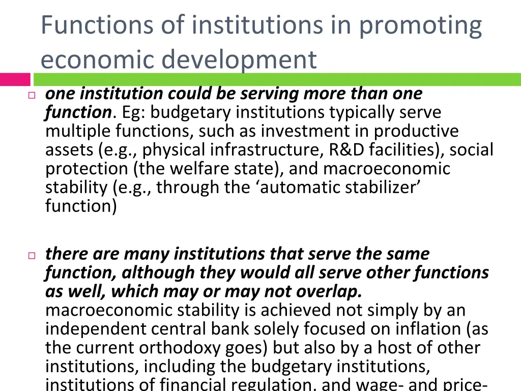 functions of institutions in promoting economic
