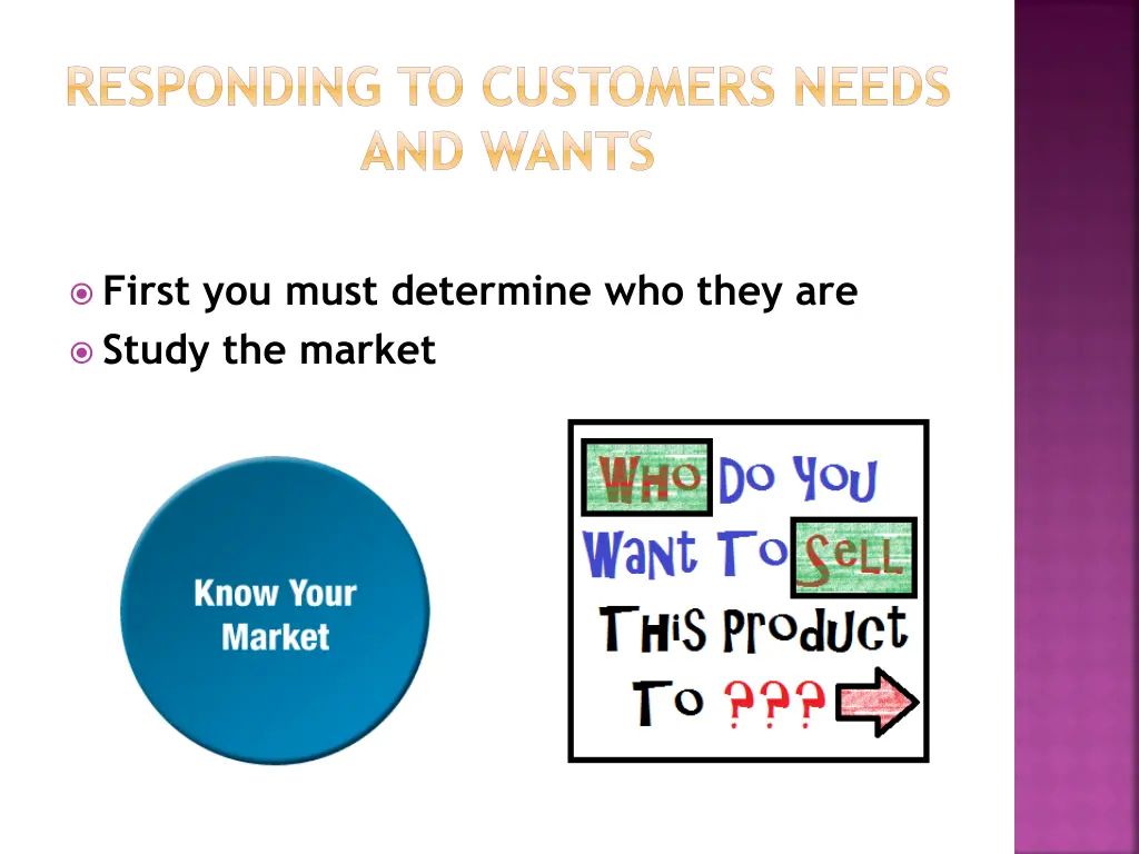 responding to customers needs and wants