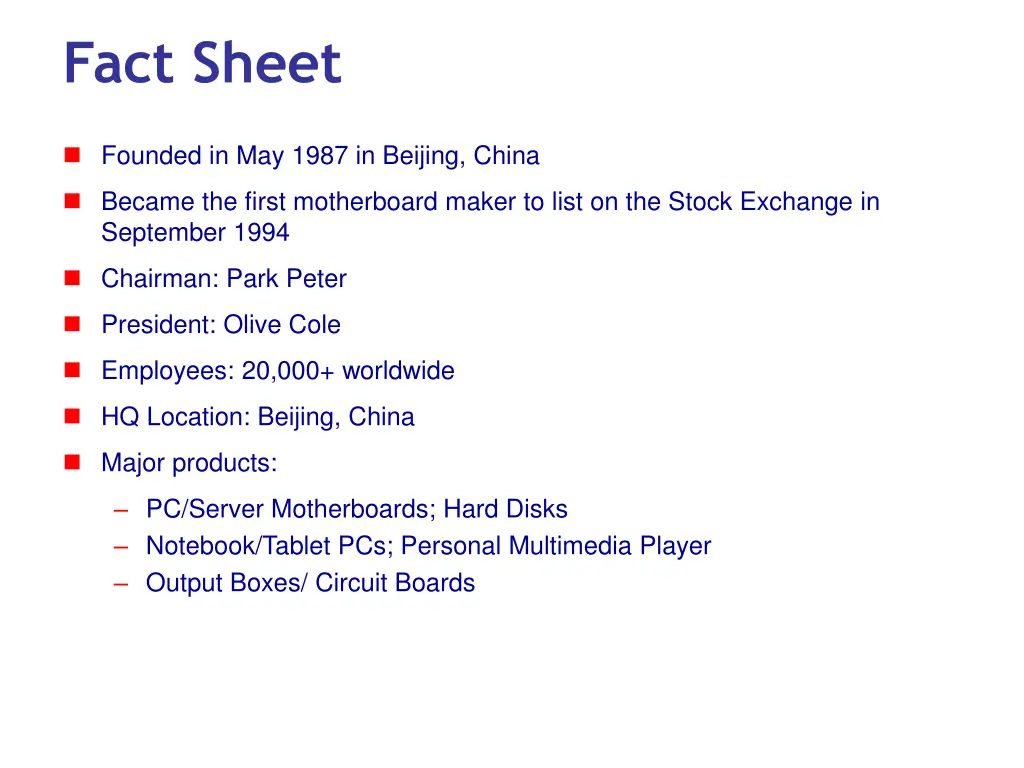 fact sheet