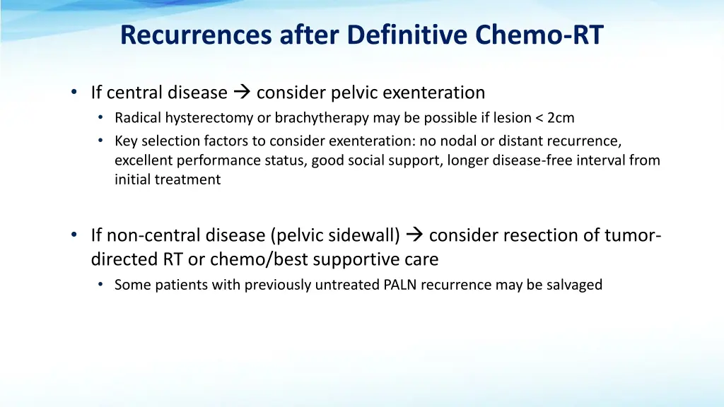 recurrences after definitive chemo rt