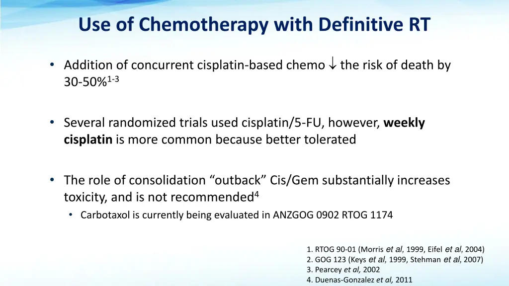 use of chemotherapy with definitive rt