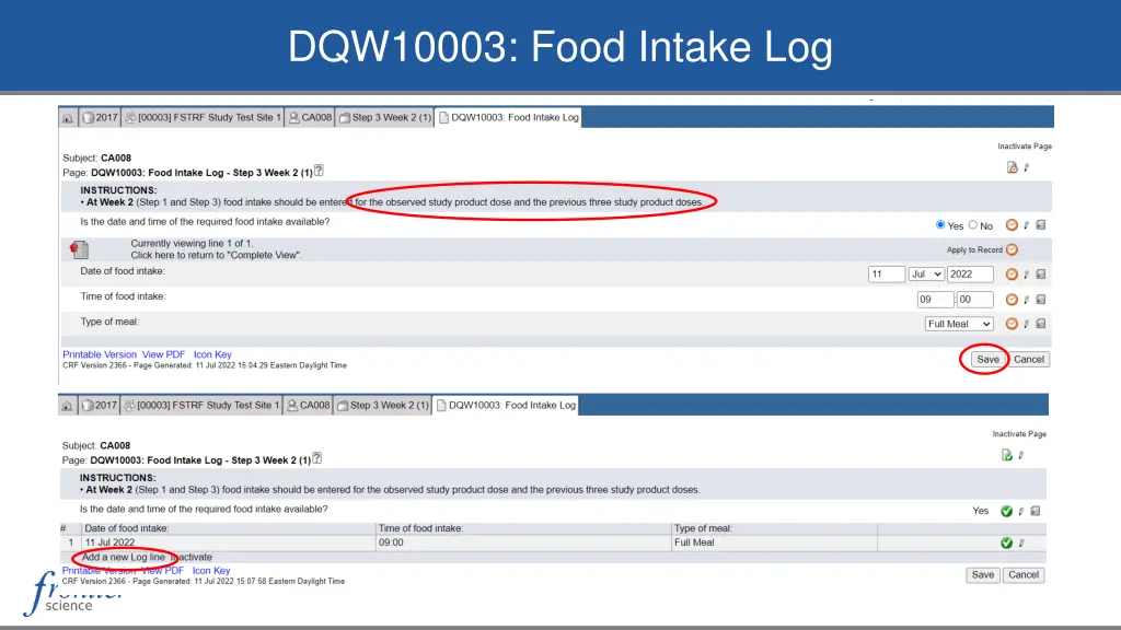 dqw10003 food intake log