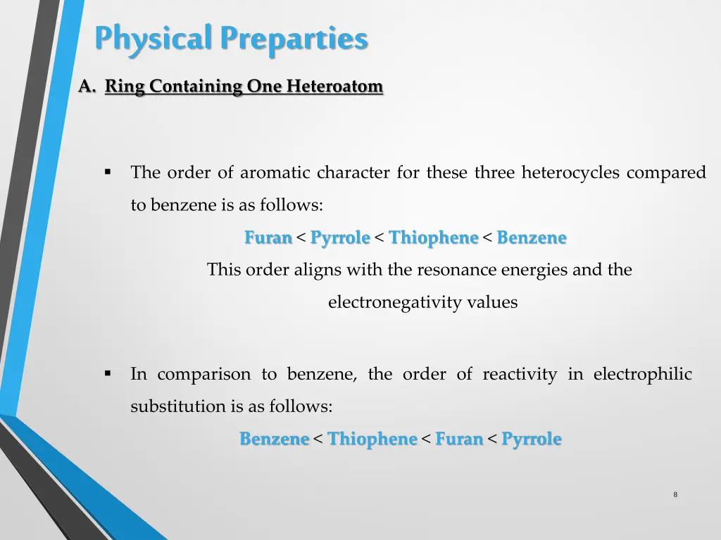 physical preparties a ring containing 3