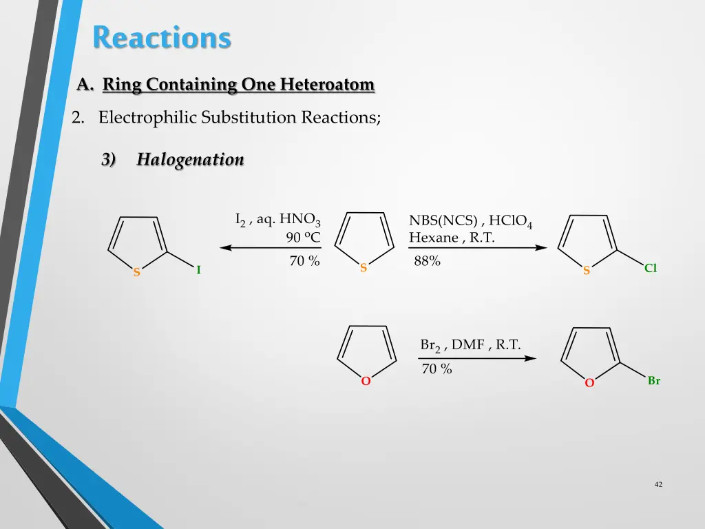reactions a ring containing one heteroatom 11