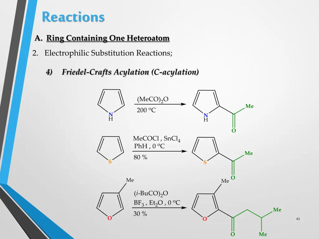 reactions a ring containing one heteroatom 12